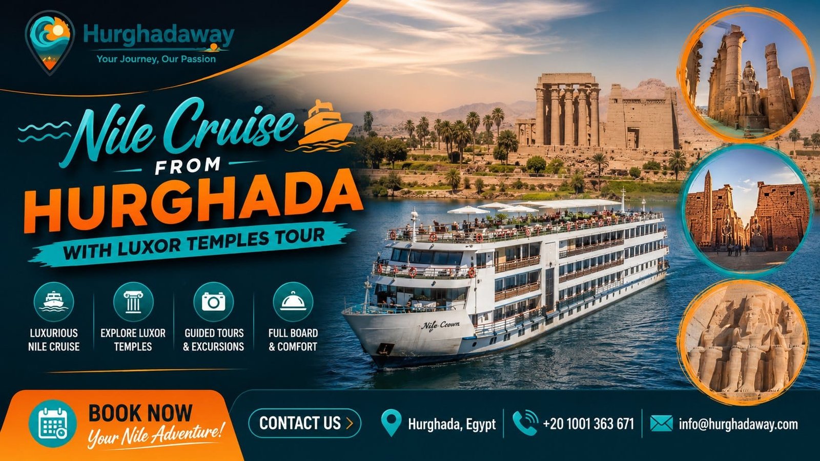 Nile Cruise from Hurghada with Luxor Temples Tour