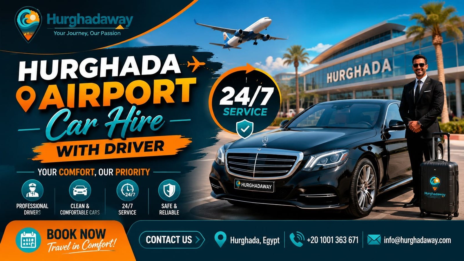Hurghada Airport Car Hire with Driver 24/7 Service